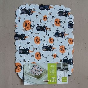 Festive Halloween Cat and Pumpkin Sink Mat